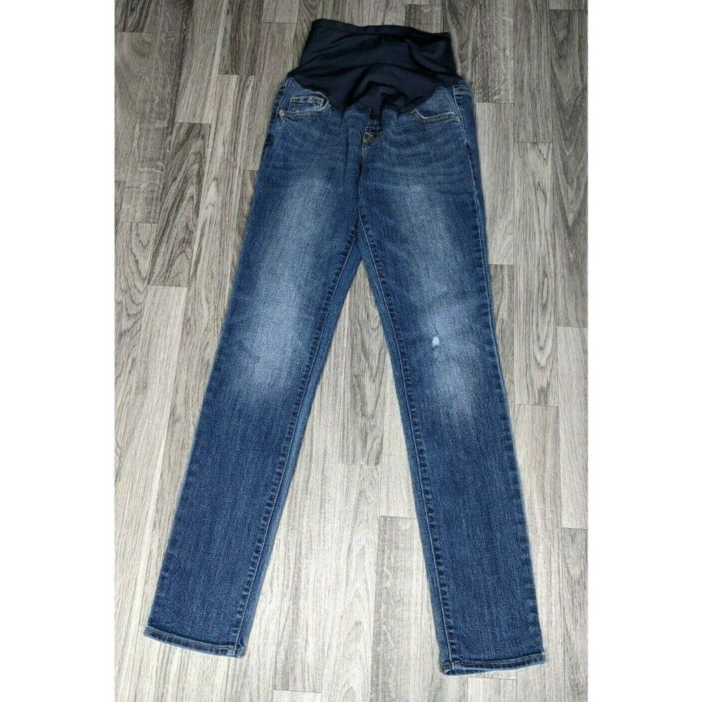 Old Navy Maternity Womens Size 2 Regular Skinny Stretch Distressed Denim Jeans